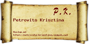 Petrovits Krisztina névjegykártya
